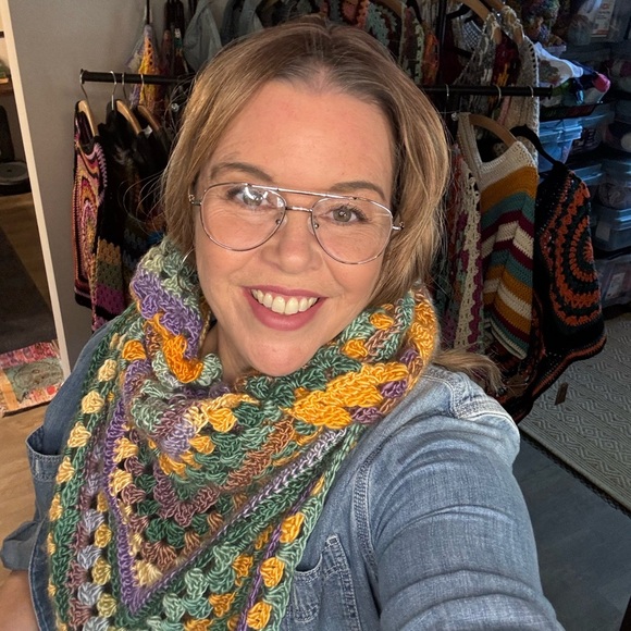 The Knotty Crocheter Accessories - Handmade Multicolor Crochet Triangle Scarf - Cozy Women's Accessory